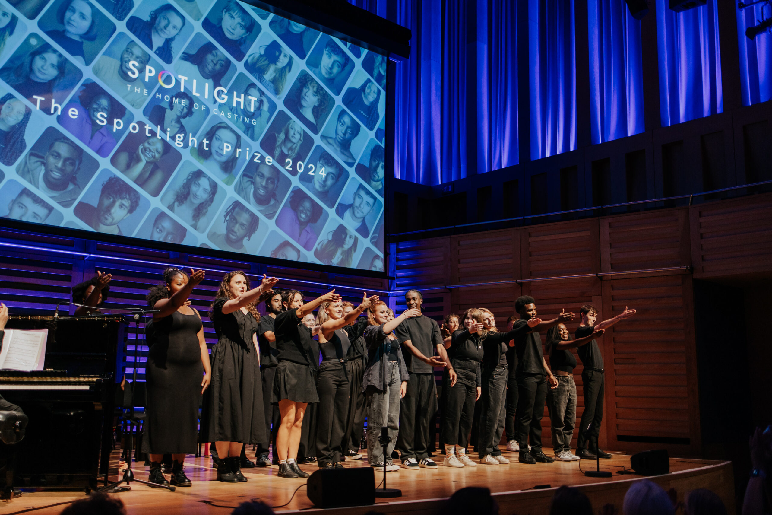 The finalists of the Spotlight Prize 2024 on stage at the end of the showcase