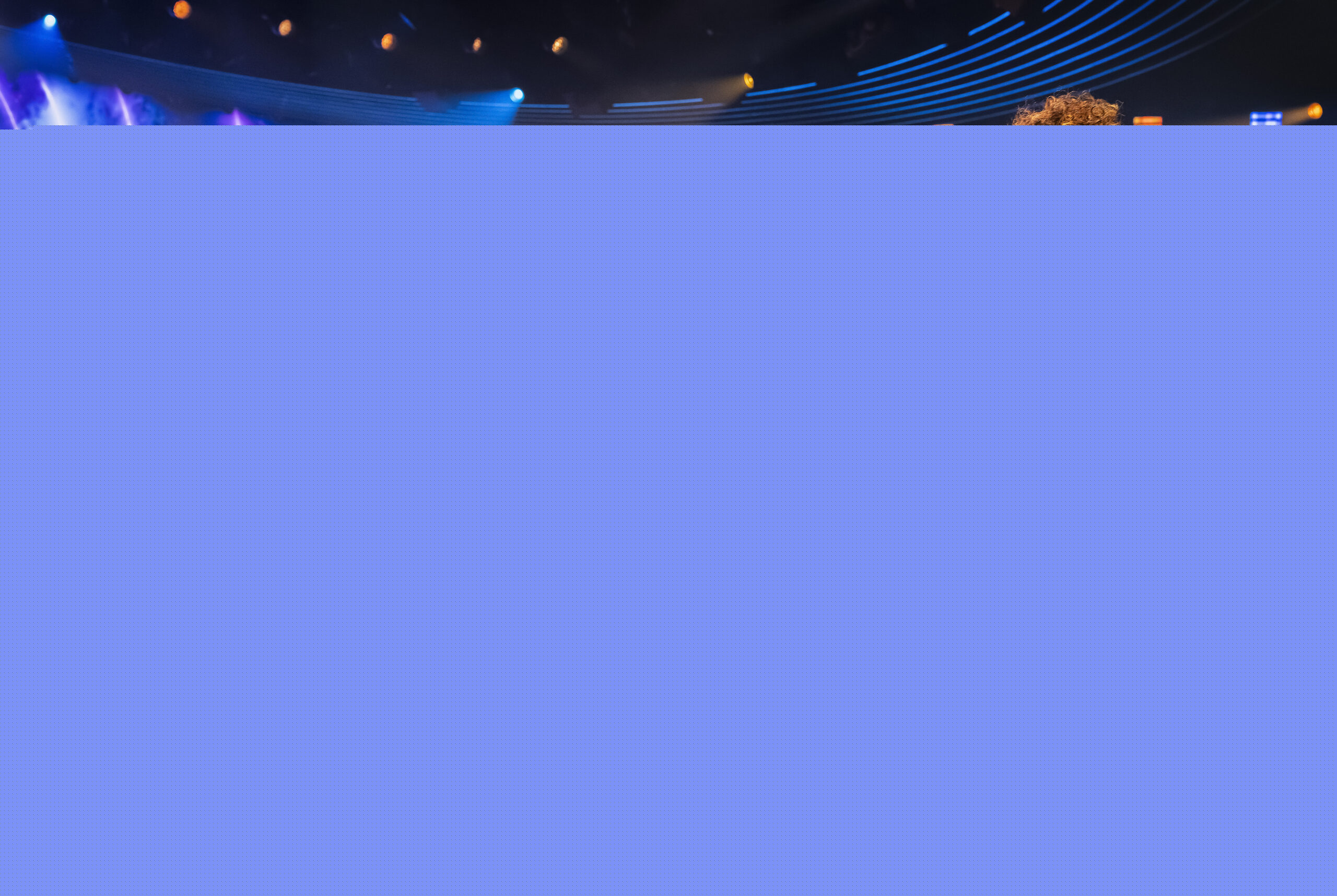 The actors playing the trains skating in a row in 'Starlight Express'