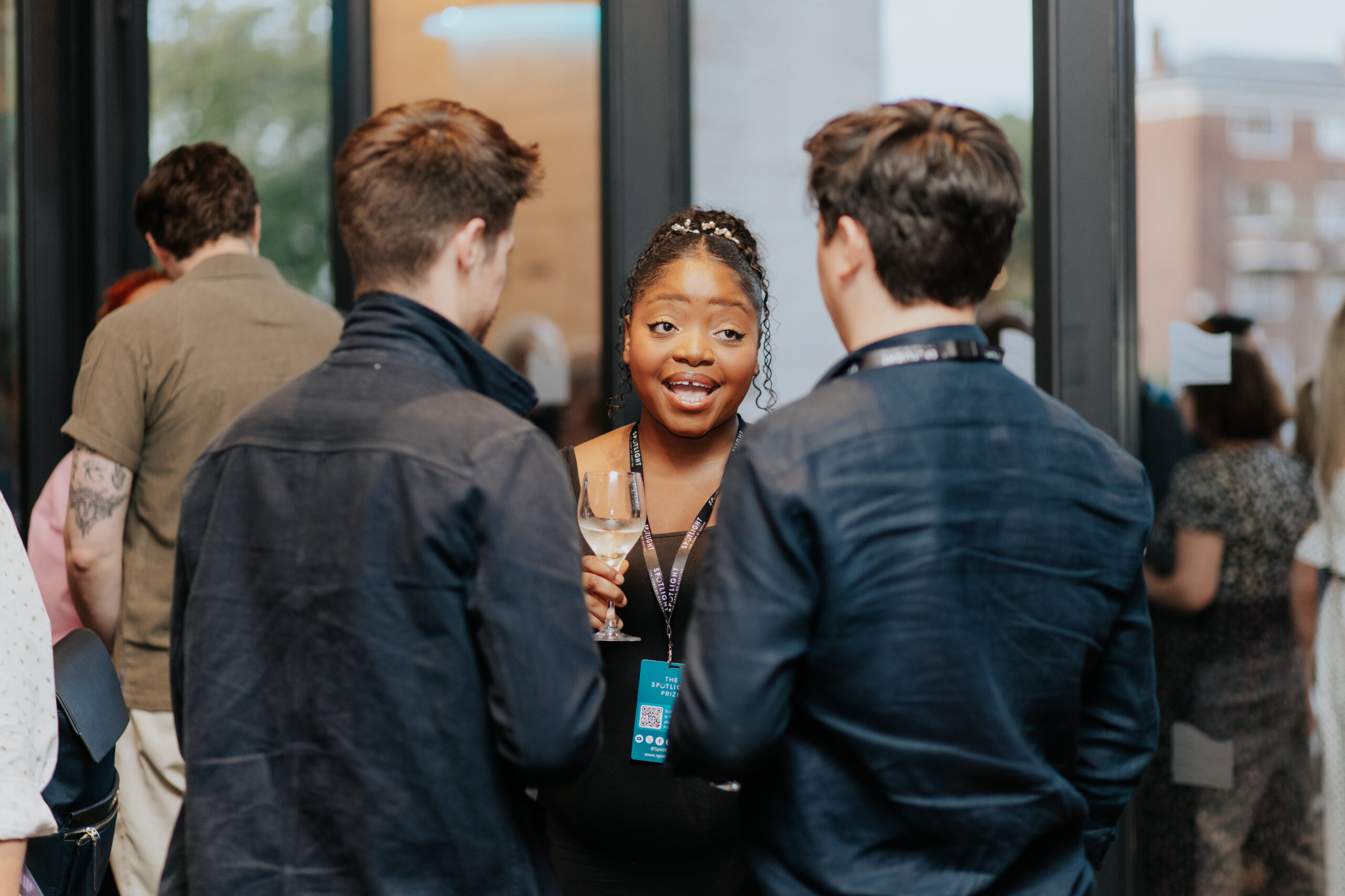 Spotlight Prize finalists speaking with agents and casting directors at the showcase