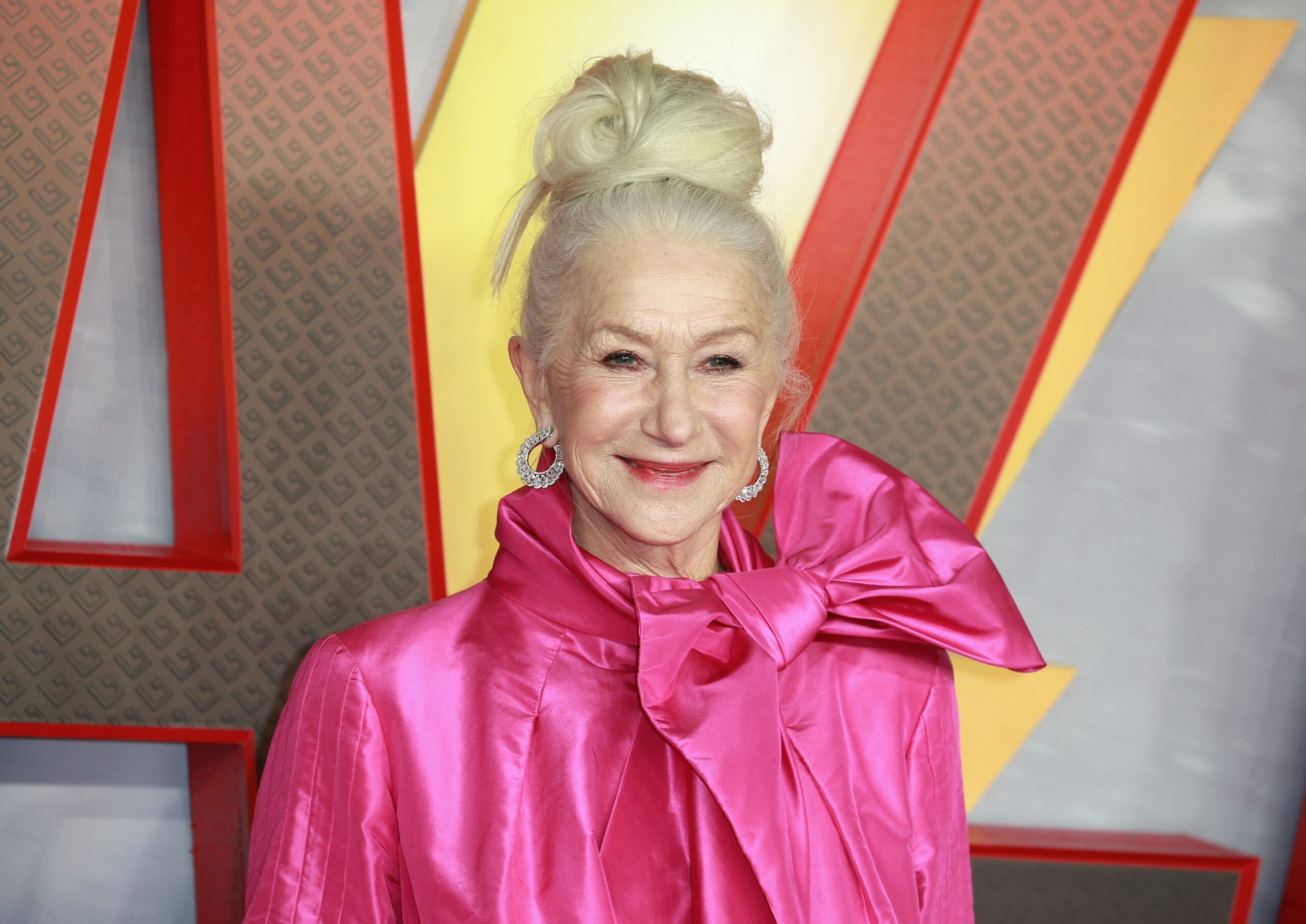 Helen Mirren wearing pink at a 'Shazam! Fury of the Gods' screening in London